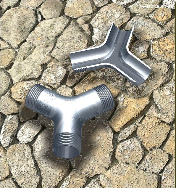 AutoCAD三维建模教程：三通管的制作过程（图文教程）,AutoCAD三维建模教程：三通管的制作过程_中国教程网,圆角,差集,一圆,阵列,螺纹,第1张