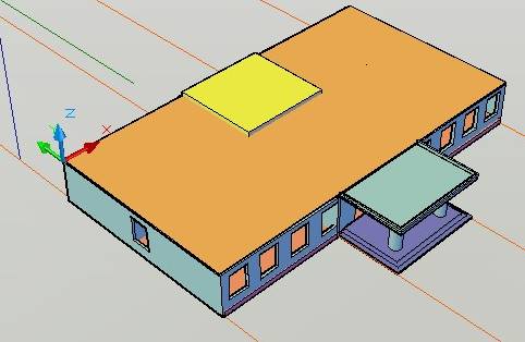AutoCAD三维建筑模型建模（图文教程）,AutoCAD三维建筑模型建模,下图,矩形,拉伸,命令,门厅,第29张