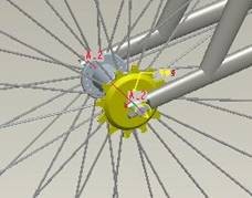 用Pro/E软件设计自行车整个结构流程,Pro/E软件设计自行车,单击,造型,选择,装配,第25张