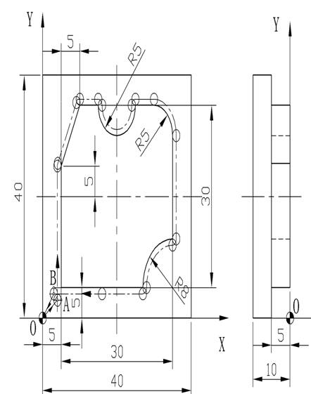 刀具半径补偿加工外轮廓编程举例（图文教程）,刀具半径补偿加工外轮廓编程举例,半径,第1张