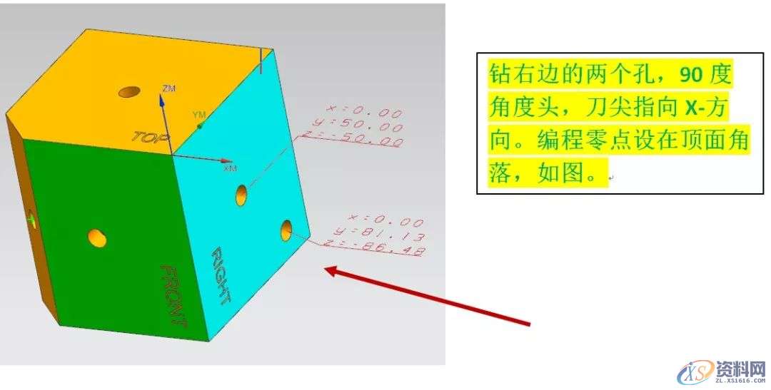 数控编程:角度头钻孔编程案例分享,角度头钻孔编程案例,角度,坐标,长度,精雕,第1张