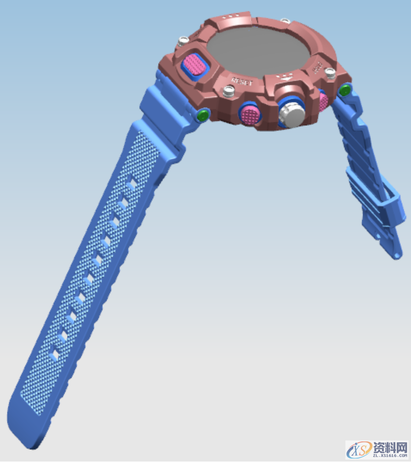 塑胶模具设计:卡西欧手表的结构设计,有喜欢这款手表的吗？其一产品外观的造型，设计之前由公司对市场的调研了解消费者的喜爱。,卡西欧手表结构设计,设计培训,第3张