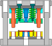 冲压模具设计-有了它冲压模具基本知识全搞懂↓什么是冲压↓↓↓↓冲压加工概述↓↓↓↓冲压加工的工艺特点↓↓↓↓模具的基本结构↓↓↓↓各零部件的作用↓↓接下来，我们来看看简单直观的冲压原理动态图：↓↓简易拉伸成型↓↓↓↓圆形冲孔↓↓↓↓简易拉伸成型↓↓↓↓圆形工件弯曲↓↓↓↓摆块式工件弯曲↓↓↓↓双摆块式工件弯曲↓↓↓↓折板形工件弯曲↓↓↓↓阶梯形工件弯曲↓↓↓↓连续弯曲模动画↓↓,工件,弯曲,冲压,模具设计,培训学校,第28张