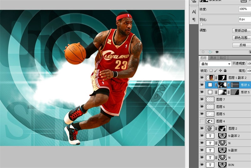 PS教程！手把手教你绘制张力十足的詹姆斯篮球海报(图文教程) ...,8lq20160411,选择,这个,形状,第53张